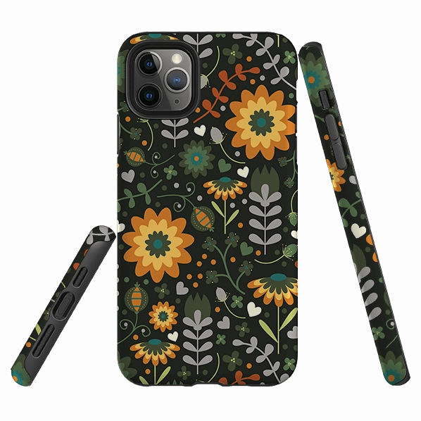 Durable Layer iPhone Tough Case - Dark Floral By Suzy Taylor