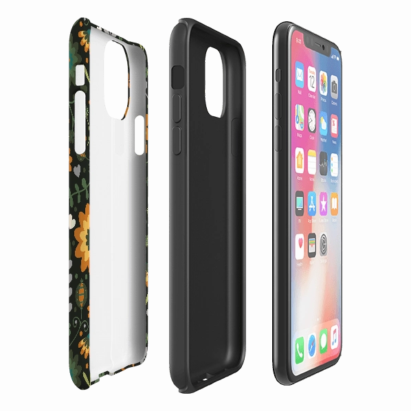 Light Build Clean Texture iPhone Tough Case - Dark Floral By Suzy Taylor