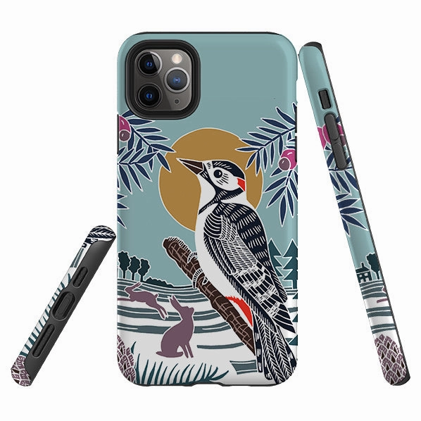 iPhone Tough Case - Woodpecker Brown By Kate Heiss Polished Detail Edge