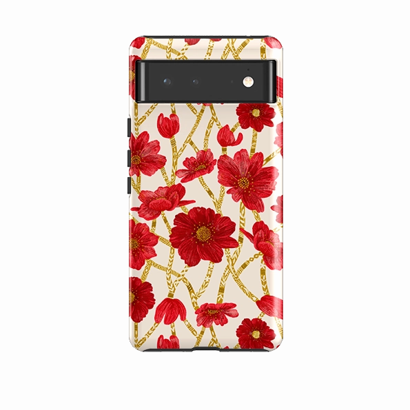 Google Tough Case -  Red Floral By Nina Pace Compact Shell