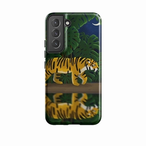 Soft touch finish Scratch Guard Samsung Tough Case - Tiger Night By Bex Parkin