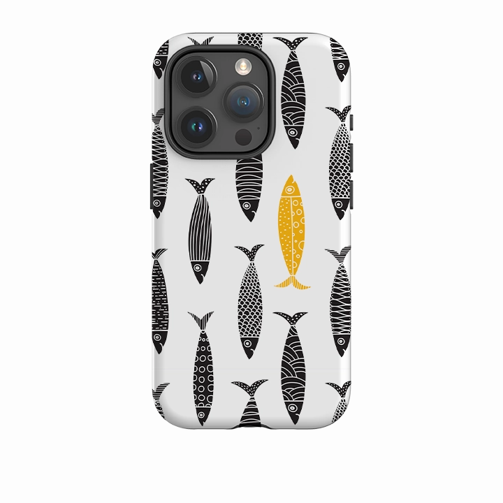 High protection iPhone Case - Black and Gold Sardines