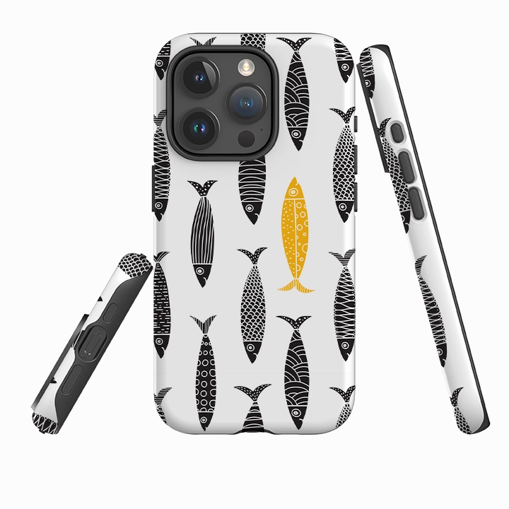 Creative Texture Comfort grip design iPhone Case - Black and Gold Sardines