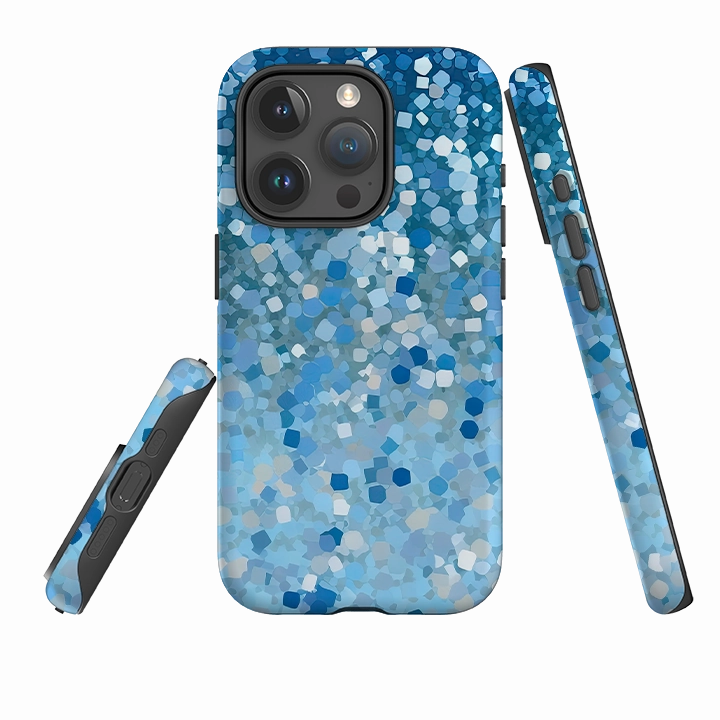 Hybrid Look Frosted Finish iPhone Case - Blue Glitter II (case does not glitter)
