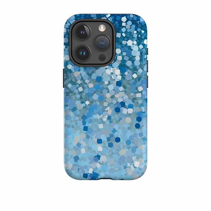 Premium Touch Minimal Pattern Texture iPhone Case - Blue Glitter II (case does not glitter)