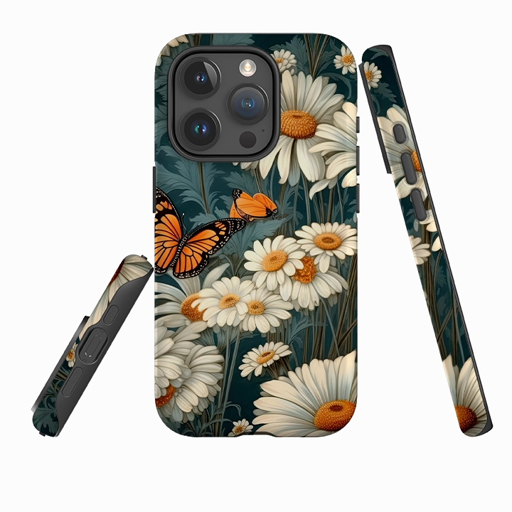 Rugged Look iPhone Case - Butterfly Daisies II