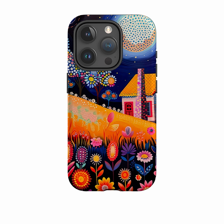 iPhone Case - Folk Art House I Soft Touch Vivid Gradient