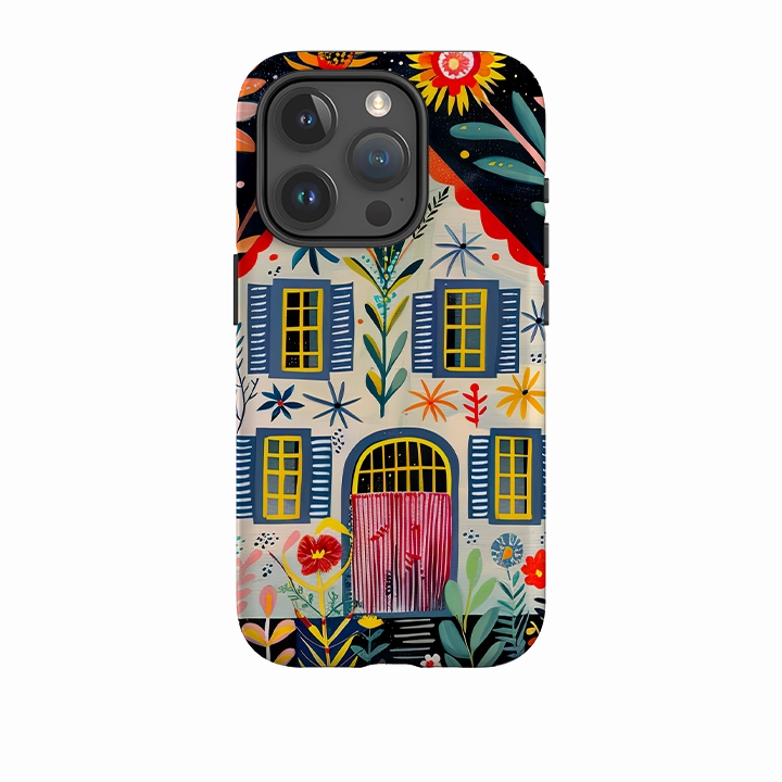 Durable Shape Hybrid Pattern Texture iPhone Case - Folk Art House X