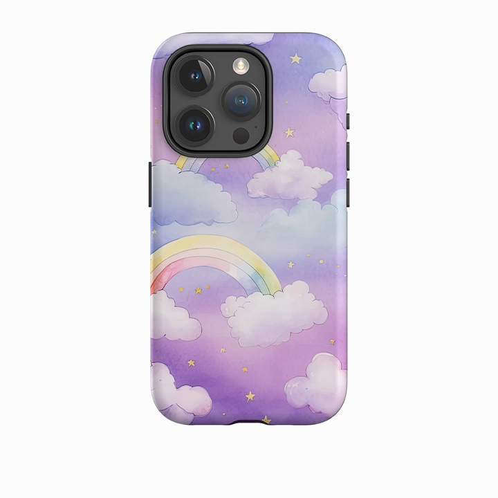 Matte Shield Layer iPhone Case - Rainbow Clouds III