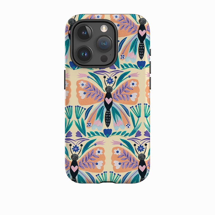 Clear Finish iPhone Tough Case - All Over Butterfly By Tracey English