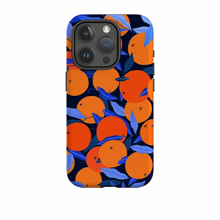 Premium Finish Handcrafted Design iPhone Tough Case - Arancello Navy Pattern By Madalina Andronic