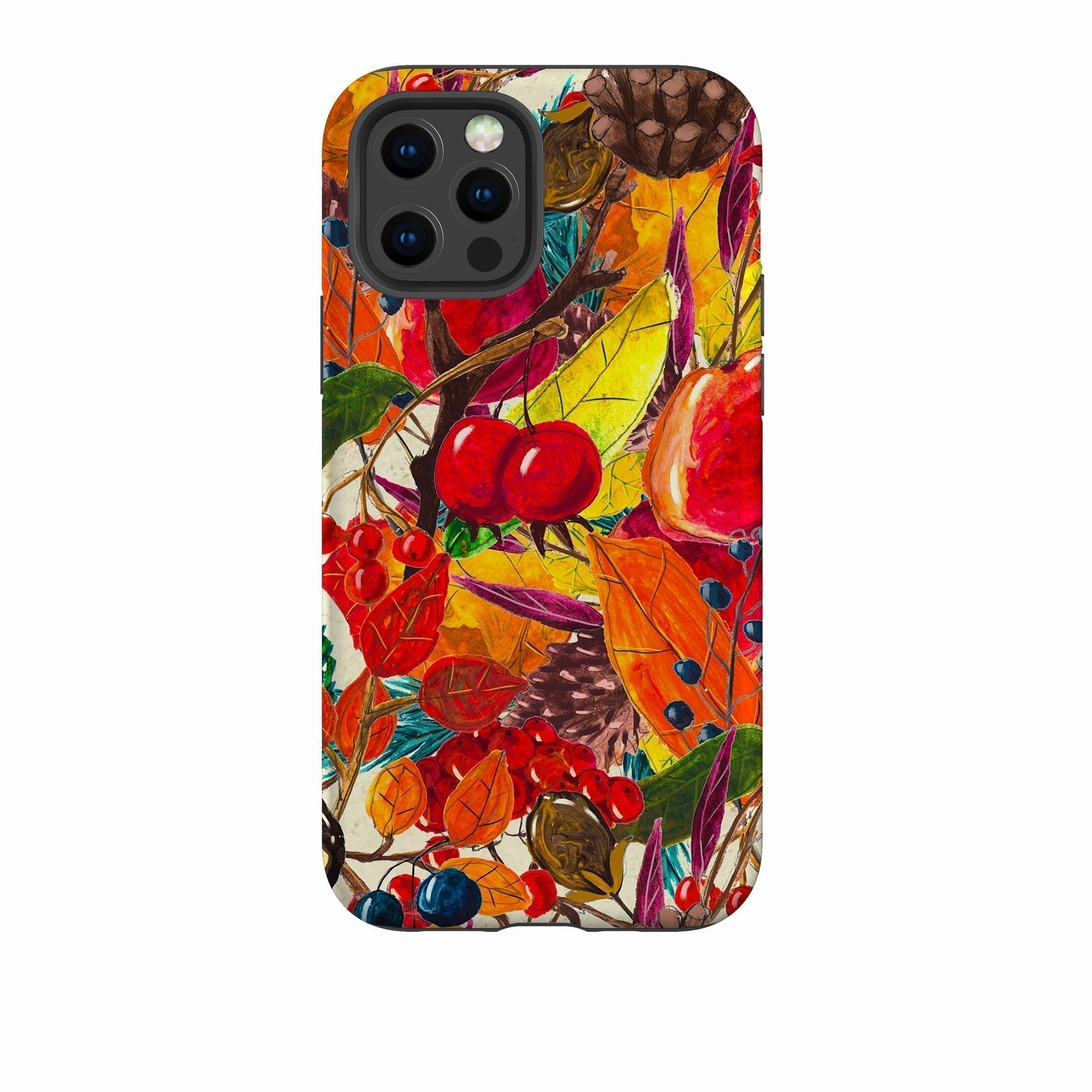 Textured Comfort Shock Surface Layer iPhone Tough Case - Autumn Fruits