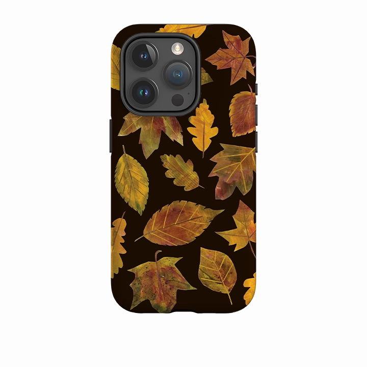 iPhone Tough Case - Autumn Textured Leaves By Tracey English Durable Layer