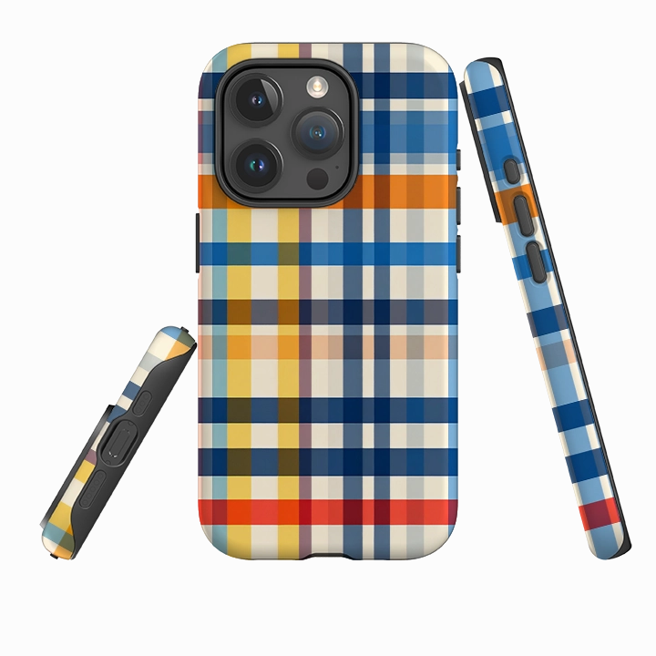 iPhone Tough Case - Barcelona Gingham Premium Surface Finish Minimal Detail