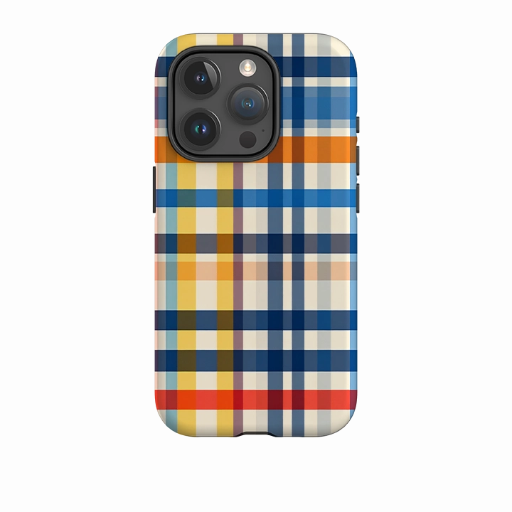 iPhone Tough Case - Barcelona Gingham Durable Build Quality Daily Durability