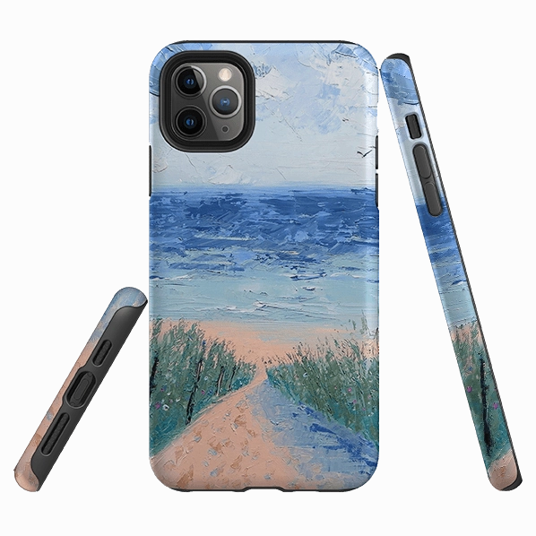 Minimal Grip Modern Edge iPhone Tough Case - Beach Path By Mary Stubberfield