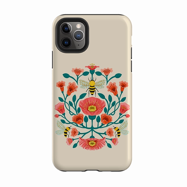 iPhone Tough Case - Bee Floral By Nina Pace Shock Layer Color Accent