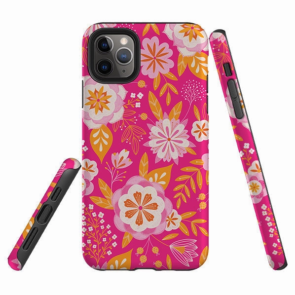 iPhone Tough Case - Big Bold Blooms Pink By Jenny Zemanek Modern Finish