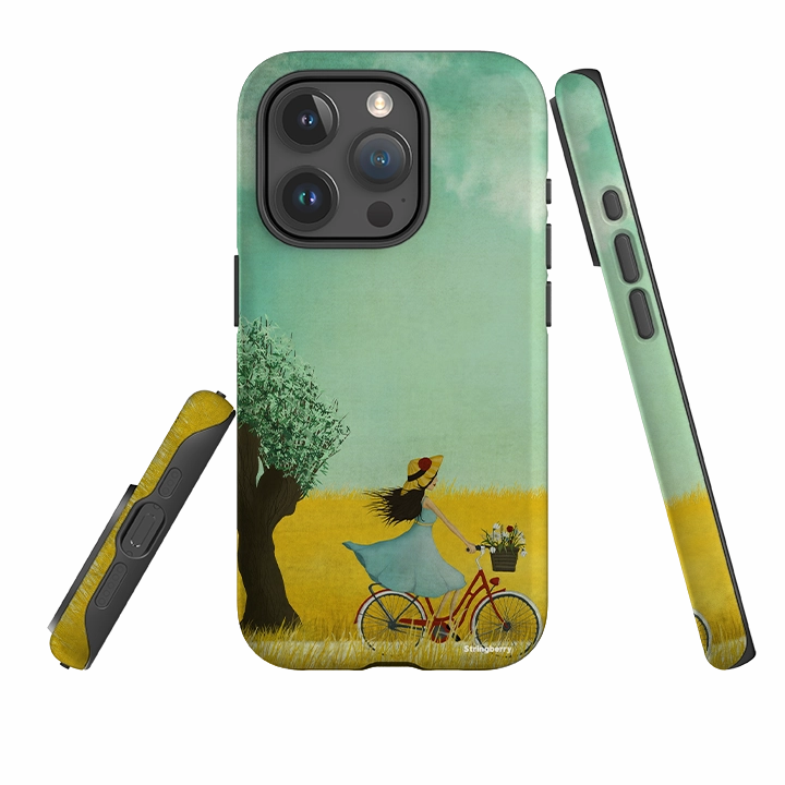 Non Slip Surface Elegant Design Layer iPhone Tough Case - Bike Ride By Maja Lindberg