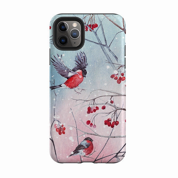 Smooth Pattern Finish Minimal Protection iPhone Tough Case - Birds And Berries