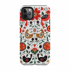 iPhone Tough Case - Birds And florals By Suzy Taylor Classic Finish Flexible Edge Texture