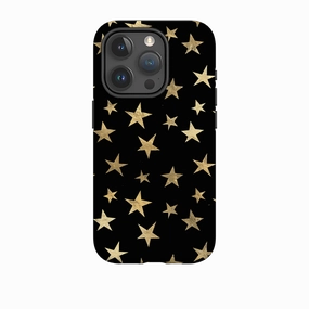 iPhone Tough Case - Black and Gold Stars Minimal Comfort