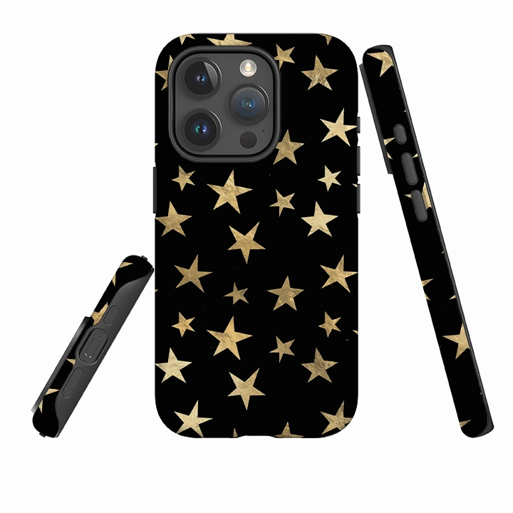 daily protection iPhone Tough Case - Black and Gold Stars