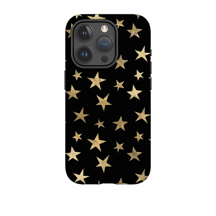 iPhone Tough Case - Black and Gold Stars Smooth Pattern
