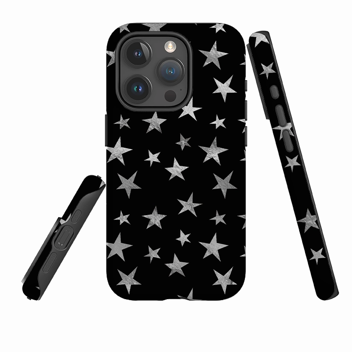 iPhone Tough Case - Black and Silver Stars Creative Style