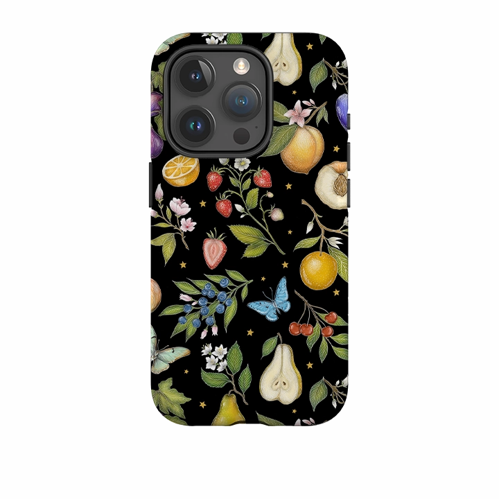 Durable Finish Layer Smooth Edges iPhone Tough Case - Black Fruits By Catherine Rowe