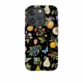 Creative Texture Non Slip Surface iPhone Tough Case - Black Fruits By Catherine Rowe