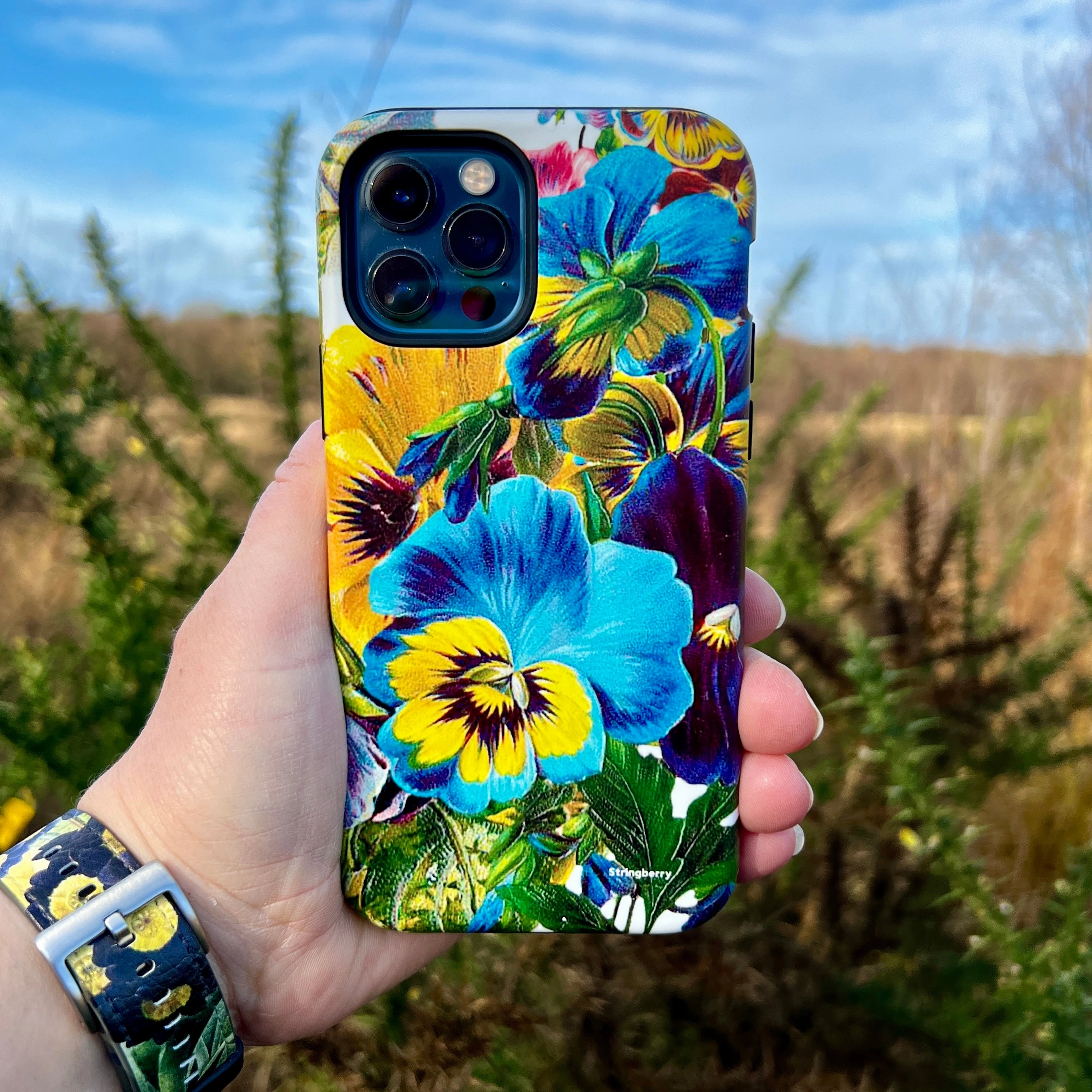 iPhone Tough Case - Blue Garden Stylish Grip Texture