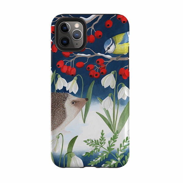 Protective Lining Polished Detail Edge iPhone Tough Case - Blue Tit And Hedgehog By Bex Parkin