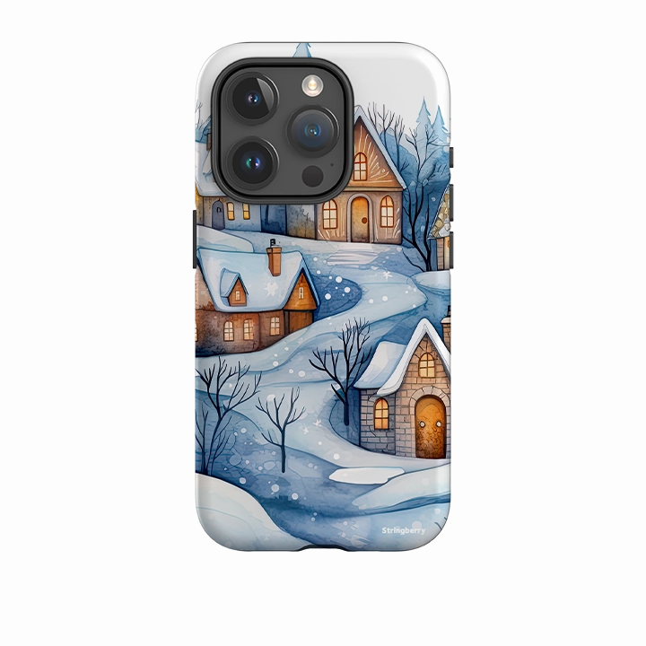 iPhone Tough Case - Blue Winterland Slim Fit Design Soft Pattern Layer