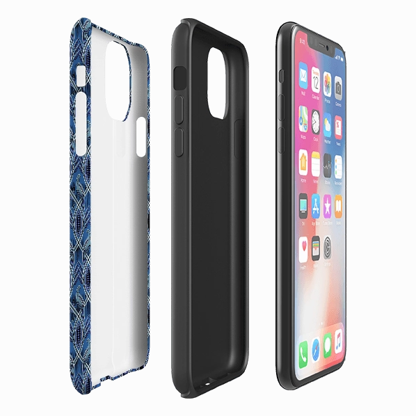 iPhone Tough Case - Bluebirds By Cressida Bell Minimal Pattern Texture Premium Build