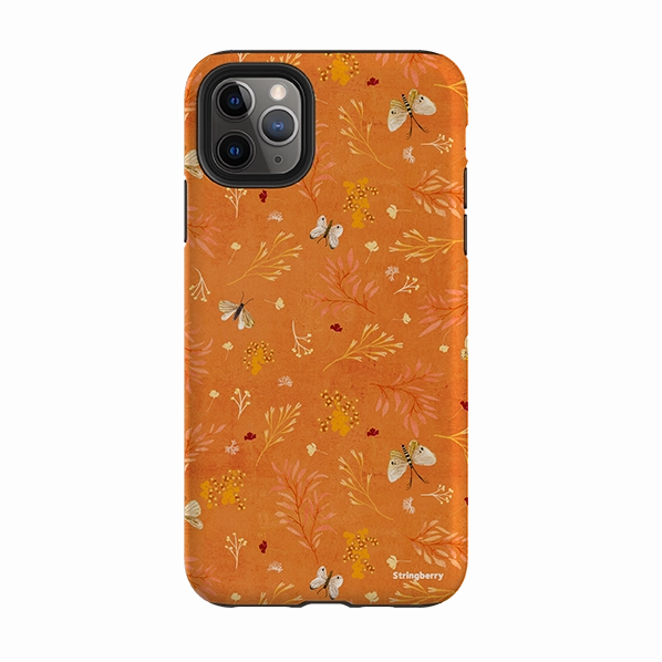 iPhone Tough Case - Blush Floral Orange By Katherine Quinn Comfort Edge Texture