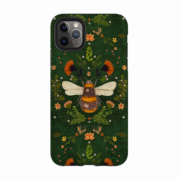 iPhone Tough Case - Botanical Bee Green By Jade Mosinski Strong Corners