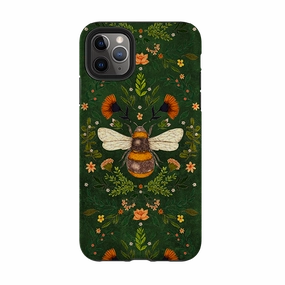 iPhone Tough Case - Botanical Bee Green By Jade Mosinski Strong Corners