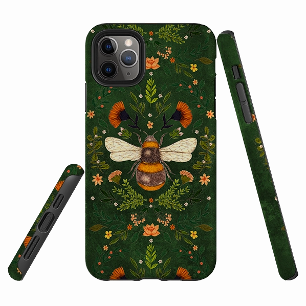 iPhone Tough Case - Botanical Bee Green By Jade Mosinski Soft Edge