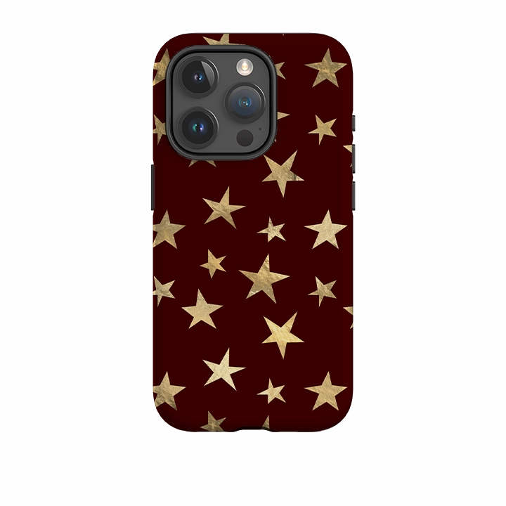 iPhone Tough Case - Brown and Gold Stars Scratch Barrier Protective Surface