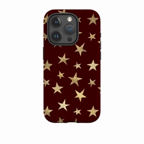 iPhone Tough Case - Brown and Gold Stars Scratch Barrier Protective Surface