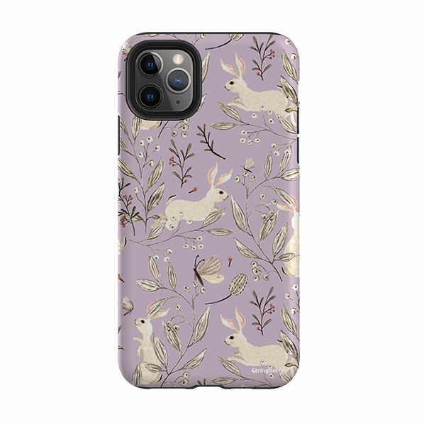 Resistant Layer iPhone Tough Case - Bunnies Mauve By Katherine Quinn