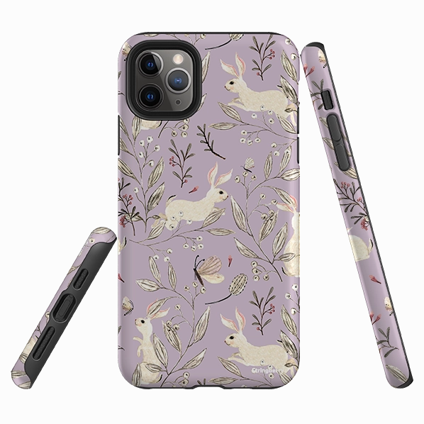 Glossy surface Urban Texture iPhone Tough Case - Bunnies Mauve By Katherine Quinn