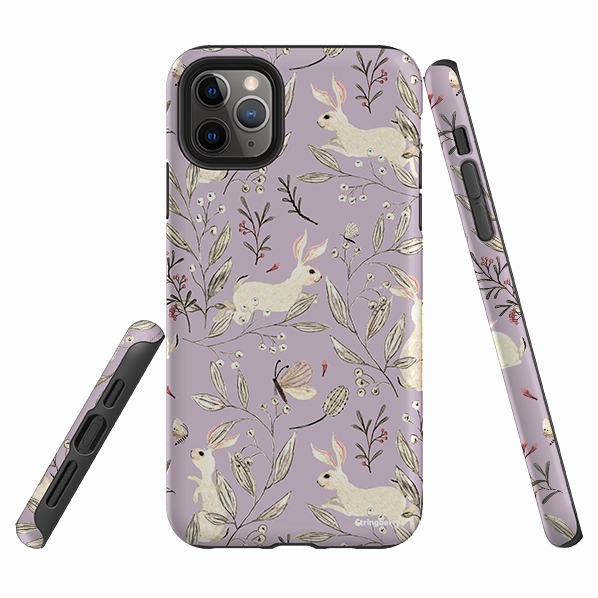 Soft Touching iPhone Tough Case - Bunnies Mauve By Katherine Quinn