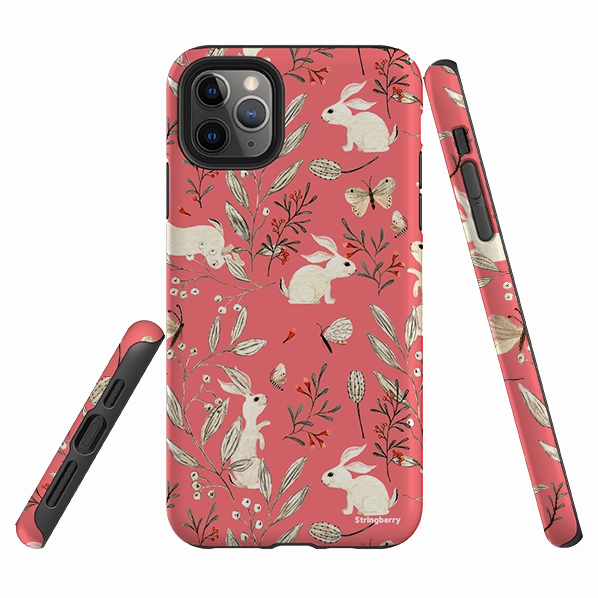 Comfort Edge Layer iPhone Tough Case - Bunnies Raspberries By Katherine Quinn
