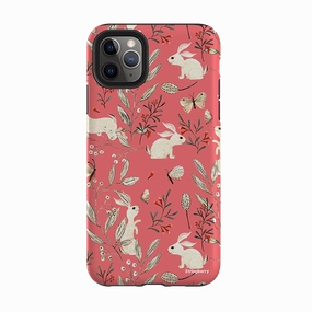 Durable Frame iPhone Tough Case - Bunnies Raspberries By Katherine Quinn