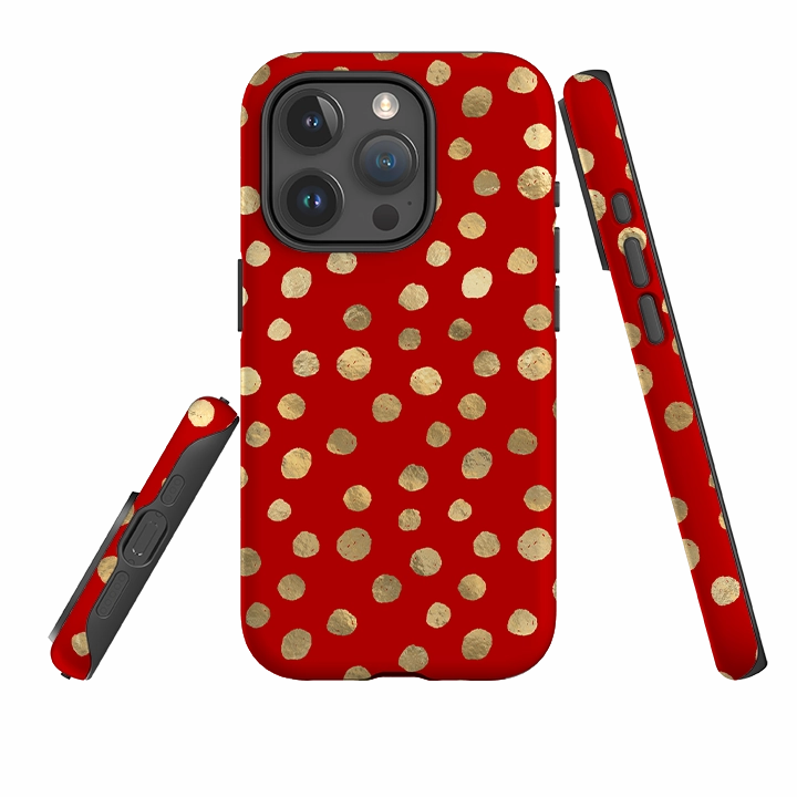 Textured Grip Daily Style iPhone Tough Case - Burgundy and Gold Stars