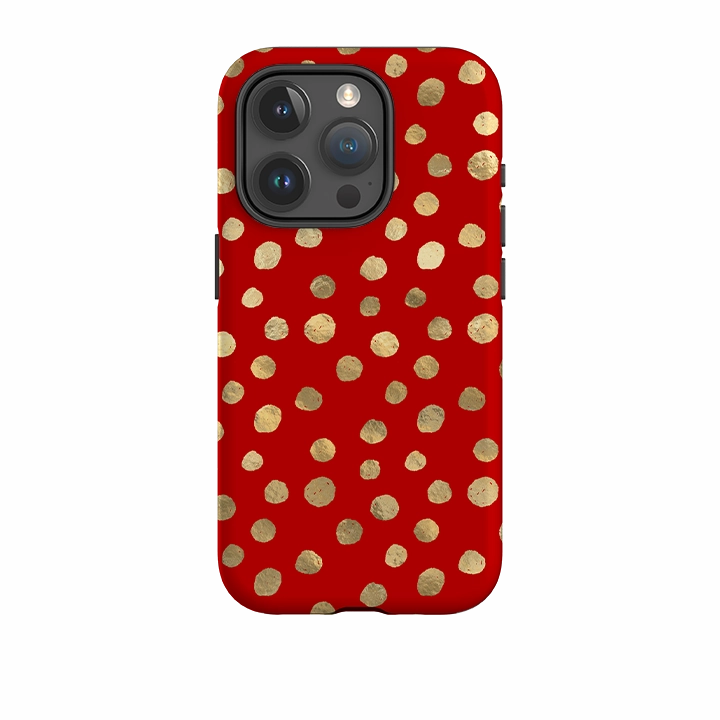 Light Protection Lightweight Grip iPhone Tough Case - Burgundy and Gold Stars