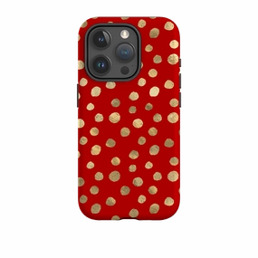 iPhone Tough Case - Burgundy and Gold Stars Smooth Craftsmanship