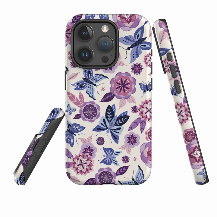 Durable Design iPhone Tough Case - Butterfly Blooms Ivory By Jenny Zemanek